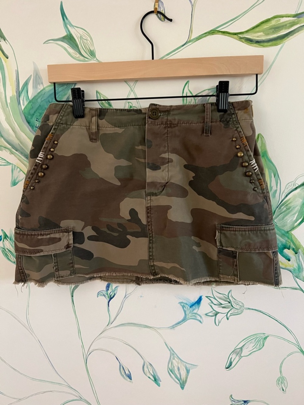 Vintage Ed Hardy Green Camo Cargo Mini Skirt - Picture 2 of 6